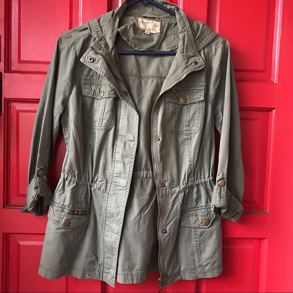 Olive green army military style jacket